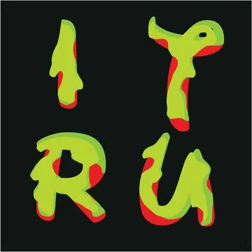 Liquid dripping font typing initials alphabet Stock Illustration