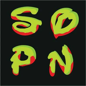 Liquid dripping font typing initials alphabet Stock Illustration