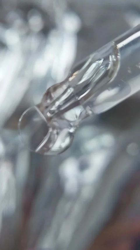 Liquid dripping from the tip of the device. Close-up showing liquid water Stock Footage 329679353