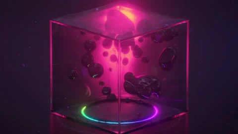 Liquid droplets in the air with zero gravity seamless loop 3D render animation Video stock 157784143