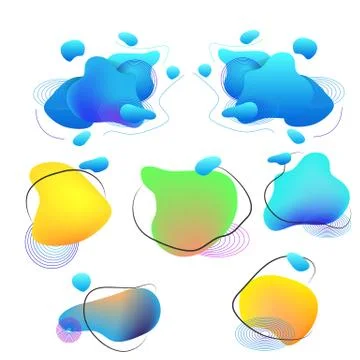 Liquid elements, mixed color plastic shapes or various organic bubbles for mo Illustrazione stock