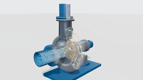 Liquid enters the impeller eye Stock Footage 344566876