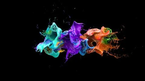 Liquid explosion on black 3d illustration Ilustración de archivo