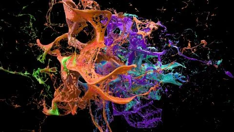 Liquid explosion on black 3d illustration Stock Illustration