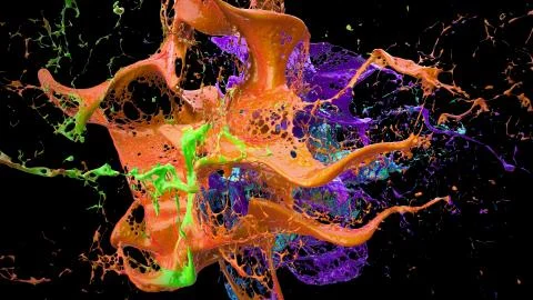 Liquid explosion on black 3d illustration Ilustración de archivo