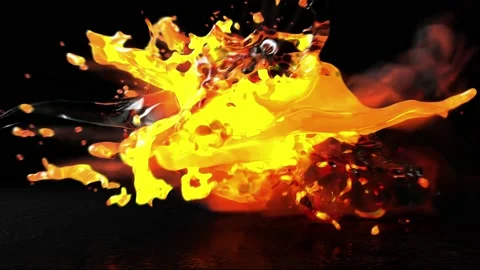 Liquid Fire Crown Splash Abstract Background Stock Footage 201185406