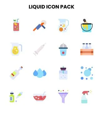 Liquid Flat Bundle Icons Pack Stock Illustration
