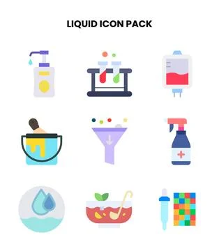Liquid Flat Design Icons Pack Stock Illustration
