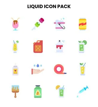 Liquid Flat Graphics Icons Pack Stock Illustration