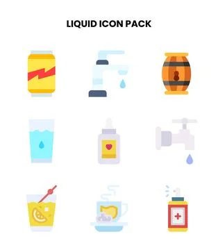 Liquid Flat Icons Pack Stock Illustration