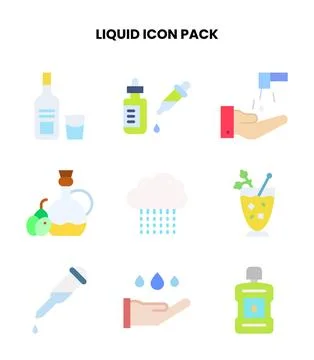 Liquid Flat Set Icons Pack Stock Illustration