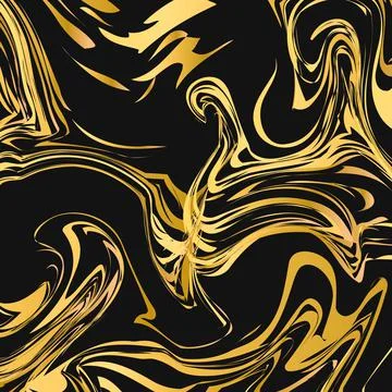 Liquid flow effect background. Black and gold marble texture abstract backdro Stock Illustration