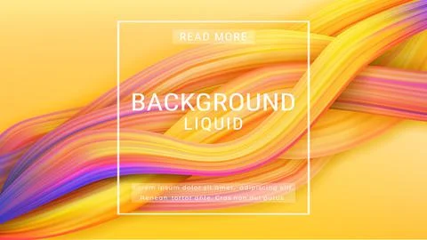 Liquid flow yellow layout. Vector oil paint background with 3d wave shapes. Stock Illustration