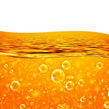 Liquid flows orange Wave, Sea, close-up Air Bubbles Stock Illustration