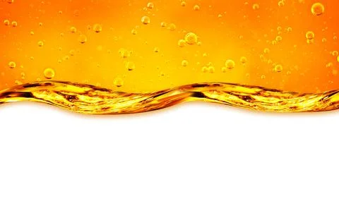 Liquid flows yellow, for the project, oil, honey, beer or other variants on w Stock Illustration