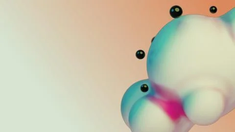 Liquid fluid dynamic abstract animated white metaball floating spheres blobs Ilustración de archivo
