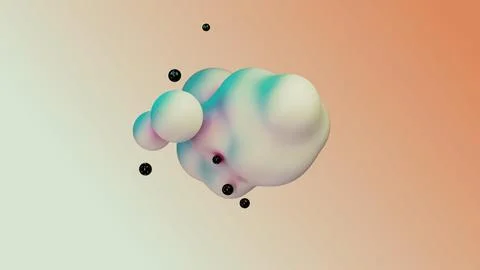 Liquid fluid dynamic abstract animated white metaball floating spheres blobs Ilustración de archivo