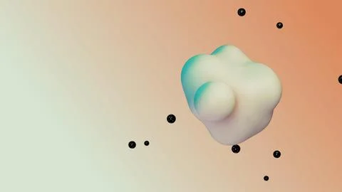 Liquid fluid dynamic abstract animated white metaball floating spheres blobs Ilustración de archivo