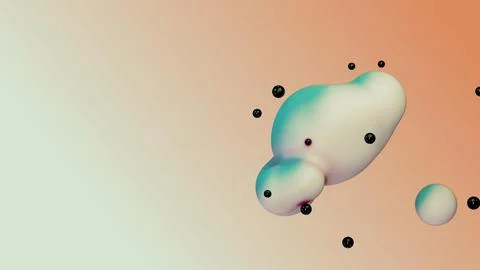 Liquid fluid dynamic abstract animated white metaball floating spheres blobs Illustrazione stock