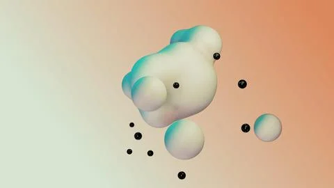 Liquid fluid dynamic abstract animated white metaball floating spheres blobs Illustrazione stock