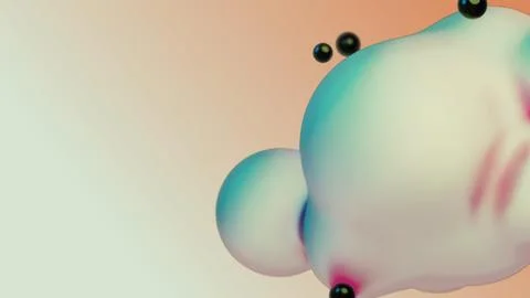 Liquid fluid dynamic abstract animated white metaball floating spheres blobs Illustrazione stock