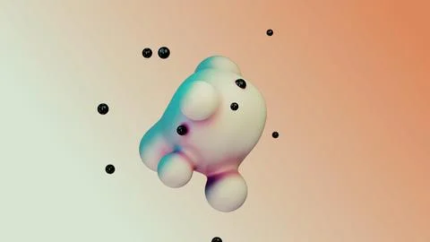 Liquid fluid dynamic abstract animated white metaball floating spheres blobs Ilustración de archivo