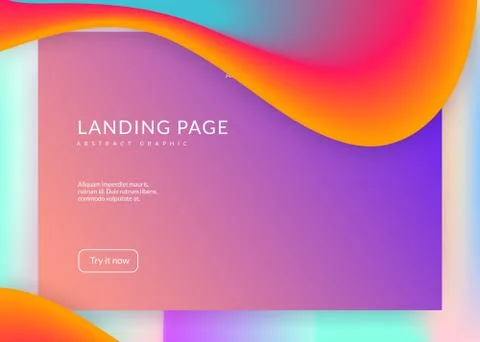 Liquid fluid with dynamic elements and shapes. Landing page. Stockillustratie