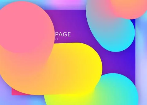 Liquid fluid with dynamic elements and shapes. Landing page. Illustrazione stock