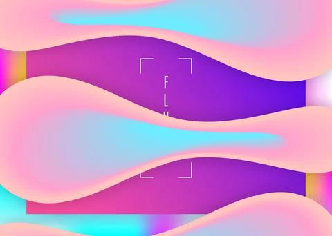 Liquid fluid with dynamic elements and shapes. Landing page. Illustrazione stock