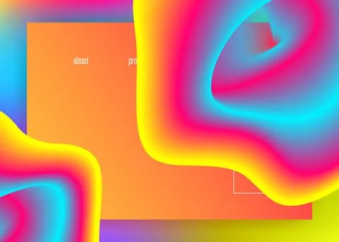 Liquid fluid with dynamic elements and shapes. Landing page. Ilustración de archivo