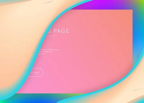 Liquid fluid with dynamic elements and shapes. Landing page. 库存插图