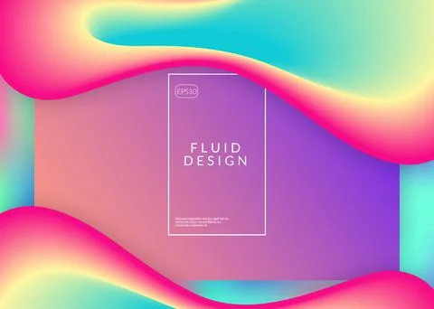Liquid fluid with dynamic elements and shapes. Landing page. Illustrazione stock