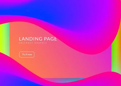 Liquid fluid with dynamic elements and shapes. Landing page. イラスト素材