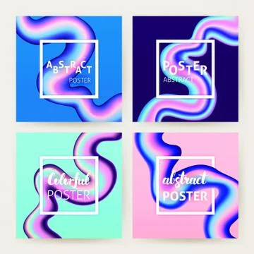 Liquid Fluid Poster Set Stock Illustration