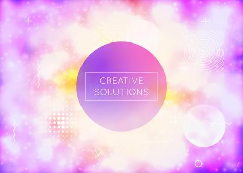 Liquid Fluid. Simple Dots. Neon Shape. Purple Round Design. Scie 스톡 일러스트