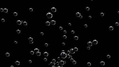 Liquid Foam Bubbles floating animation isolated on black background Stock Footage 321009911