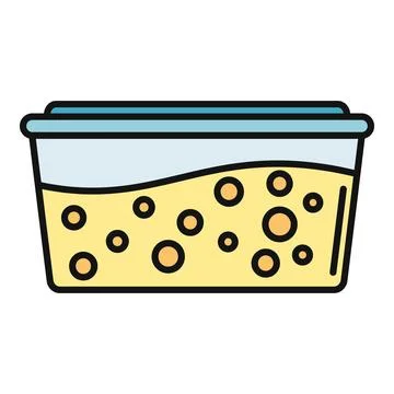 Liquid food in rectangular plastic container icon Stock Illustration