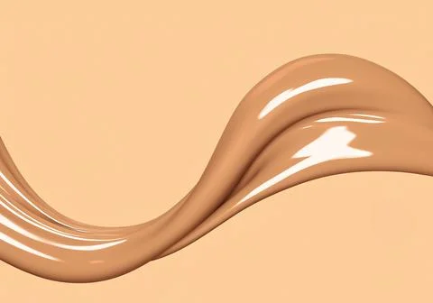 Liquid foundation elements. Splashing beige liquid, flow of creamy texture Foto stock
