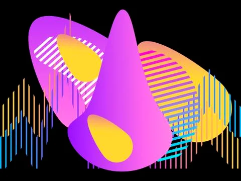 Liquid geometric shape isolated on black. Fluid gradient design. Modern trend 스톡 일러스트