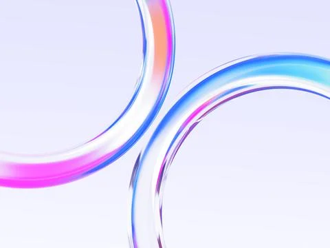 Liquid glass circle lines pattern with holographic gradient texture. Abstract Illustrazione stock