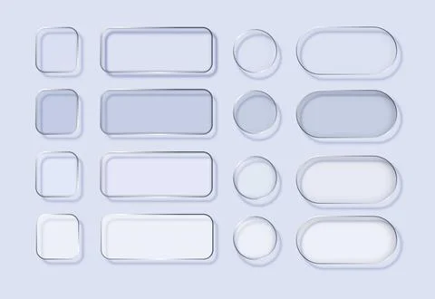Liquid glass in different shapes. UI interface element with blur effect. Modern 库存插图