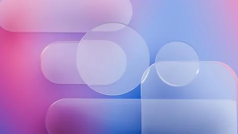 Liquid glass elements showing transparent effects and a soft gradient background 스톡 일러스트