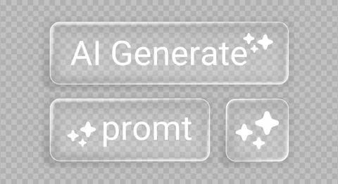 Liquid glass interface buttons for AI generate Stock Illustration