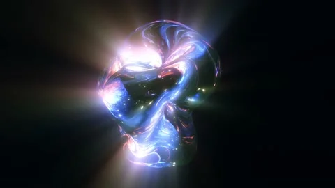 Liquid Glass Sphere with light rays abstract Looped Animation Stock Footage 184433811