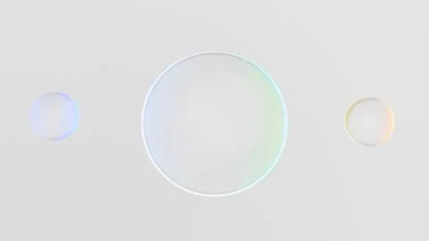 Liquid glass spheres float on a minimal white background, creating an abstract イラスト素材