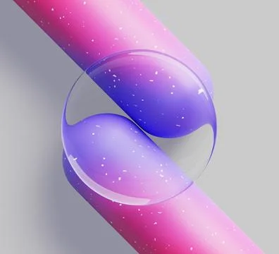 Liquid glass transparent circle frame on abstract color diagonal line 3d Illustrazione stock