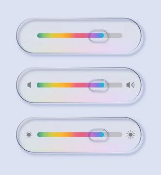 Liquid glass of ui elements showing volume and brightness settings. Concept for Stock Illustration