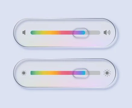 Liquid glass of ui elements showing volume and brightness settings. Concept for Illustrazione stock