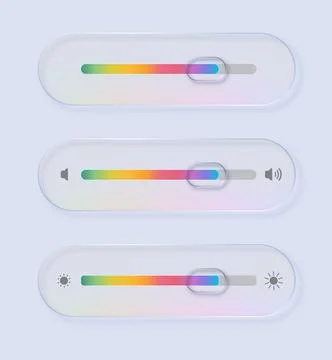 Liquid glass of ui elements showing volume and brightness settings. Concept for Illustrazione stock