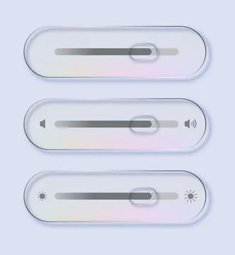 Liquid glass of ui elements showing volume and brightness settings. Concept for Stock Illustration